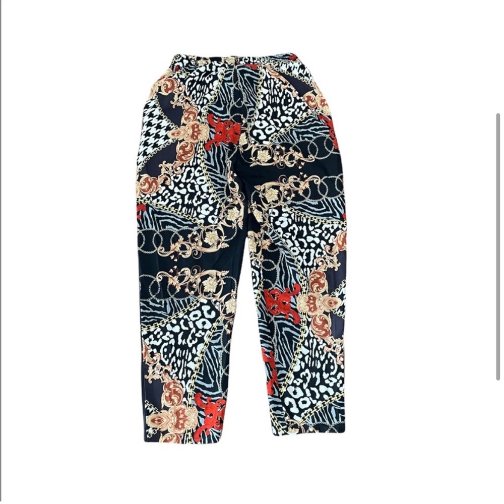 PrettyLittleThing pull on abstract pattern elastic waist drawstring pants size 8